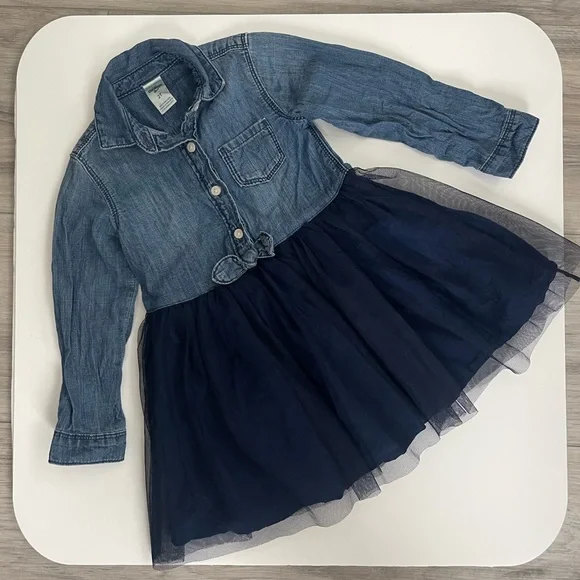 oshkosh denim tulle dress OshKosh Bgosh Denim Tutu Jumper Dress Sz 12M | Vestbak Overall Dress